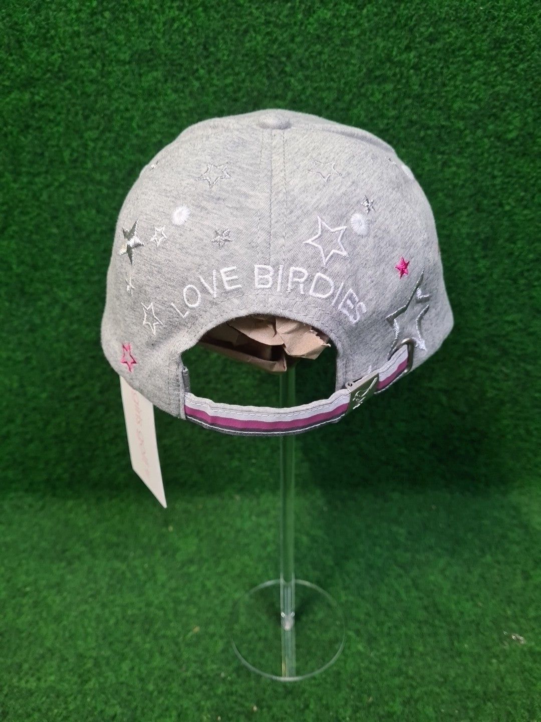 GIRLS GOLF Golf Mütze, Baseball Cap, Grau, One Size, Einstellbar, Damen, "Love Birdies" 100 % Cotton - Abbildung 4