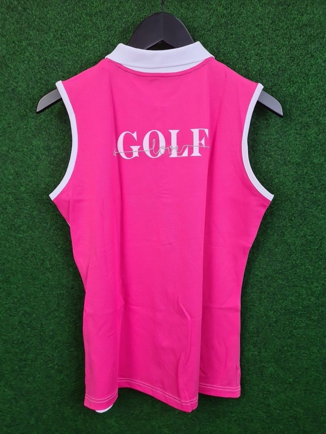 GIRLS GOLF Poloshirt, Golf Shirt, Ärmellos, L, Weiß & Pink, Pink Golf Love, 46 % Cotton, 46 % Polyamid & 8 % Elasthan, Damen - Abbildung 2
