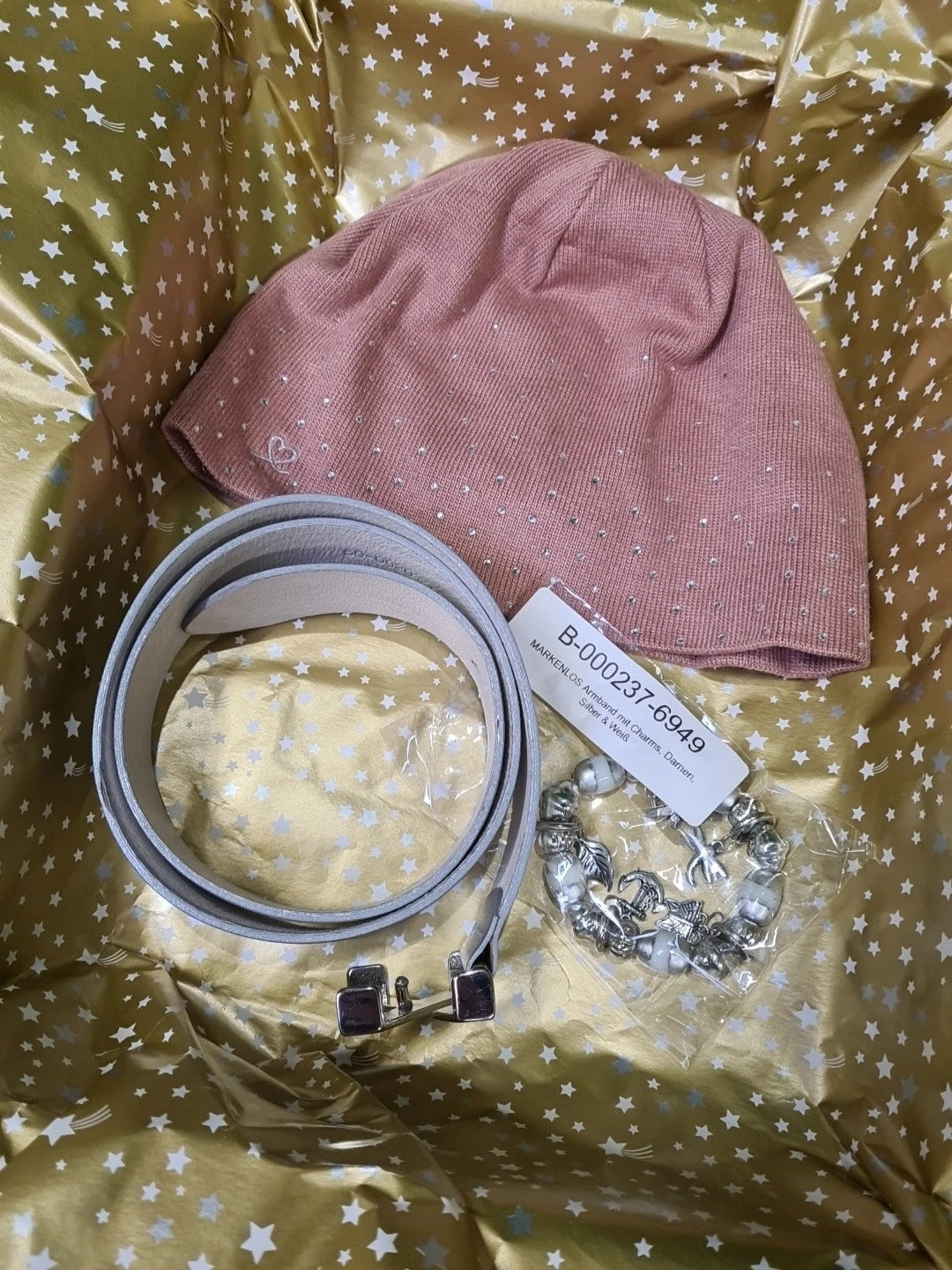 MARKEN MIX Golf Geschenkset, Mütze mit Sternchen DAILY SPORTS, Leder Gürtel - Abbildung 1